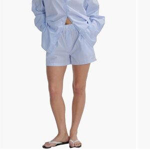 Almina Concept Blue White Stripe Craie Boxer Cotton Shorts Large